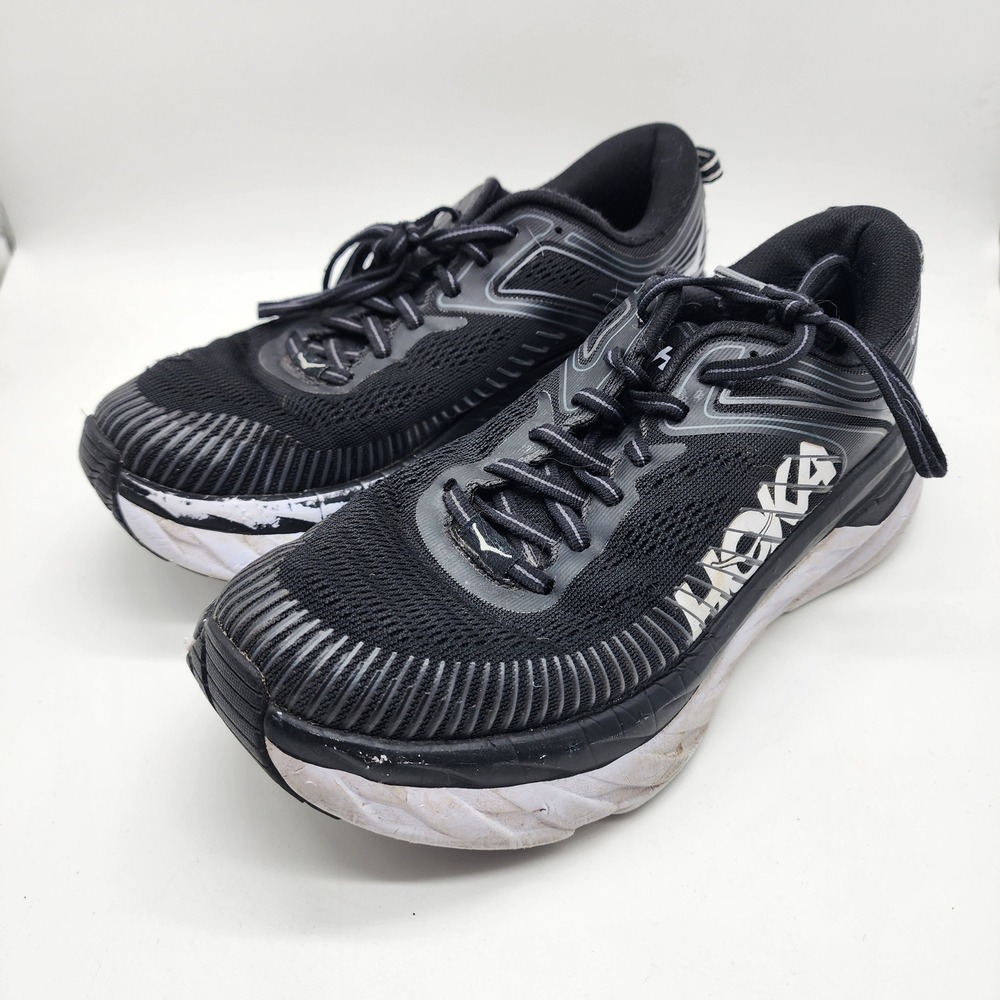 Hoka One One Bondi 7 Black White Running Shoes Women's Size 7.5 Medium B 1110519